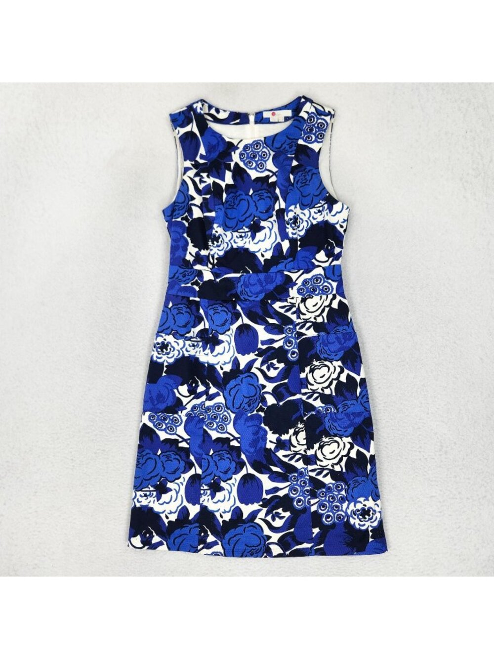 Boden Dress Womens 2 Blue Floral Sleeveless Sheath Pockets Workwear Classic